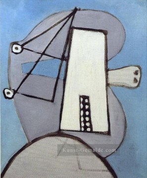  1929 Galerie - Tete sur fond bleu Figur 1929 kubist Pablo Picasso